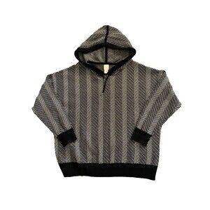 Joie Sweater Womens Plus Size 1X Black White Chevron Hooded Cozy Soft